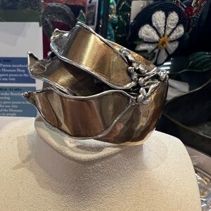 Silver and Gold Ribbon Cuff Bracelet